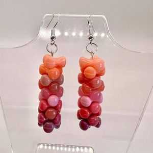 Ombre Bead Earrings - Dangle Earrings - Barbie Earrings - Plaid Summer Earrings
